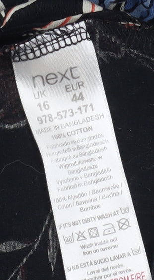 Next Women's Multicoloured Floral A-Line Dress Size 16