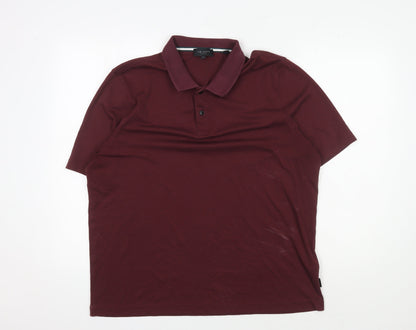Ted Baker Men's Red Short Sleeve Polo, Size 6