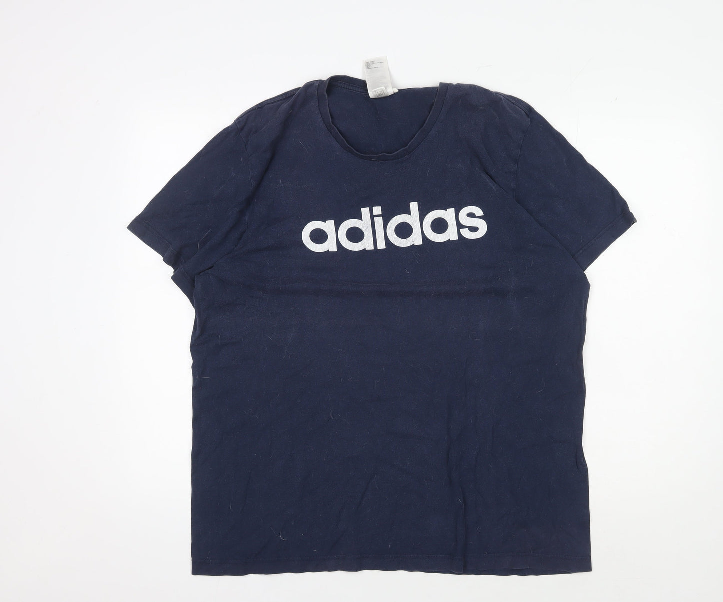 Adidas Men's XL Blue Cotton T-Shirt - Logo, Crew Neck