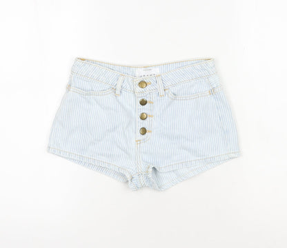American Apparel Women's Blue High Rise Striped Denim Shorts