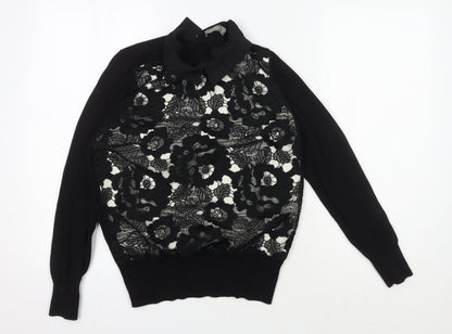 Womens UK Size M Oasis Black Cropped Blouse