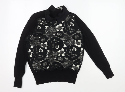 Womens UK Size M Oasis Black Cropped Blouse