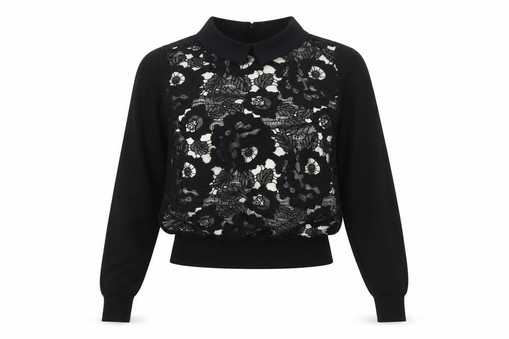 Womens UK Size M Oasis Black Cropped Blouse