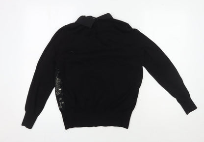 Womens UK Size M Oasis Black Cropped Blouse