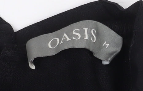 Womens UK Size M Oasis Black Cropped Blouse