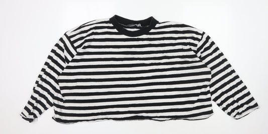 ASOS DESIGN Women's Black White Striped Mock Neck Top - Plus Size