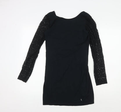 Superdry Women's Black Bodycon Lace Sleeve Dress M