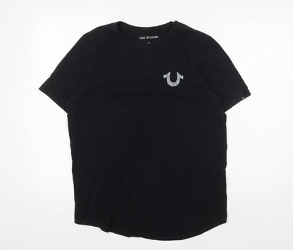 True Religion Men's Black Cotton Logo T-Shirt M