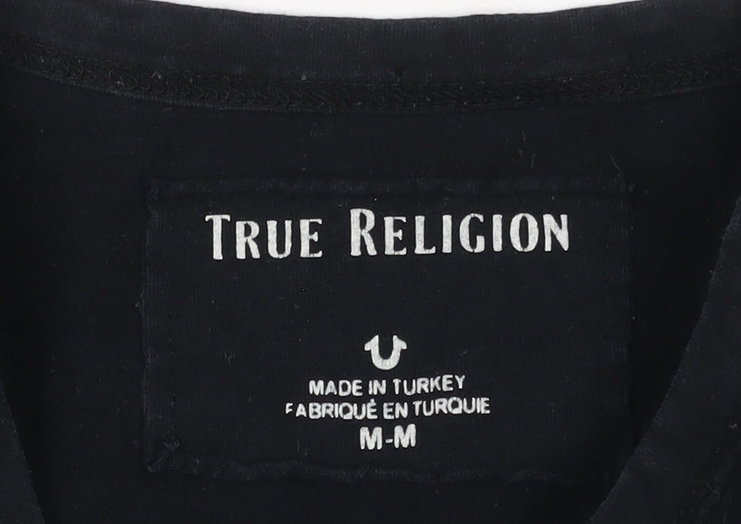 True Religion Men's Black Cotton Logo T-Shirt M