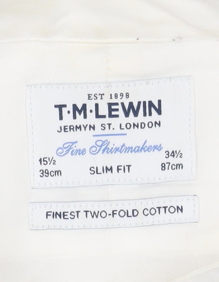 T.M. Lewin Men's White Slim Fit Dress Shirt, Size 15.5