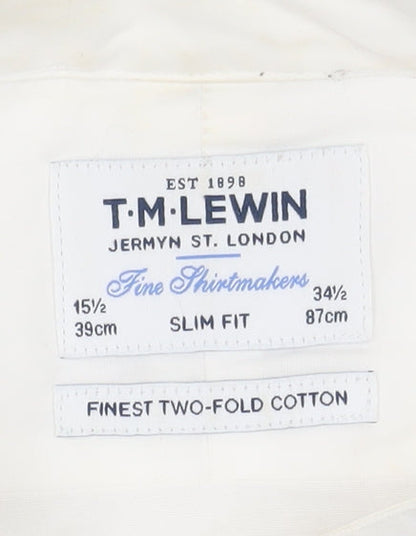 T.M. Lewin Men's White Slim Fit Dress Shirt, Size 15.5