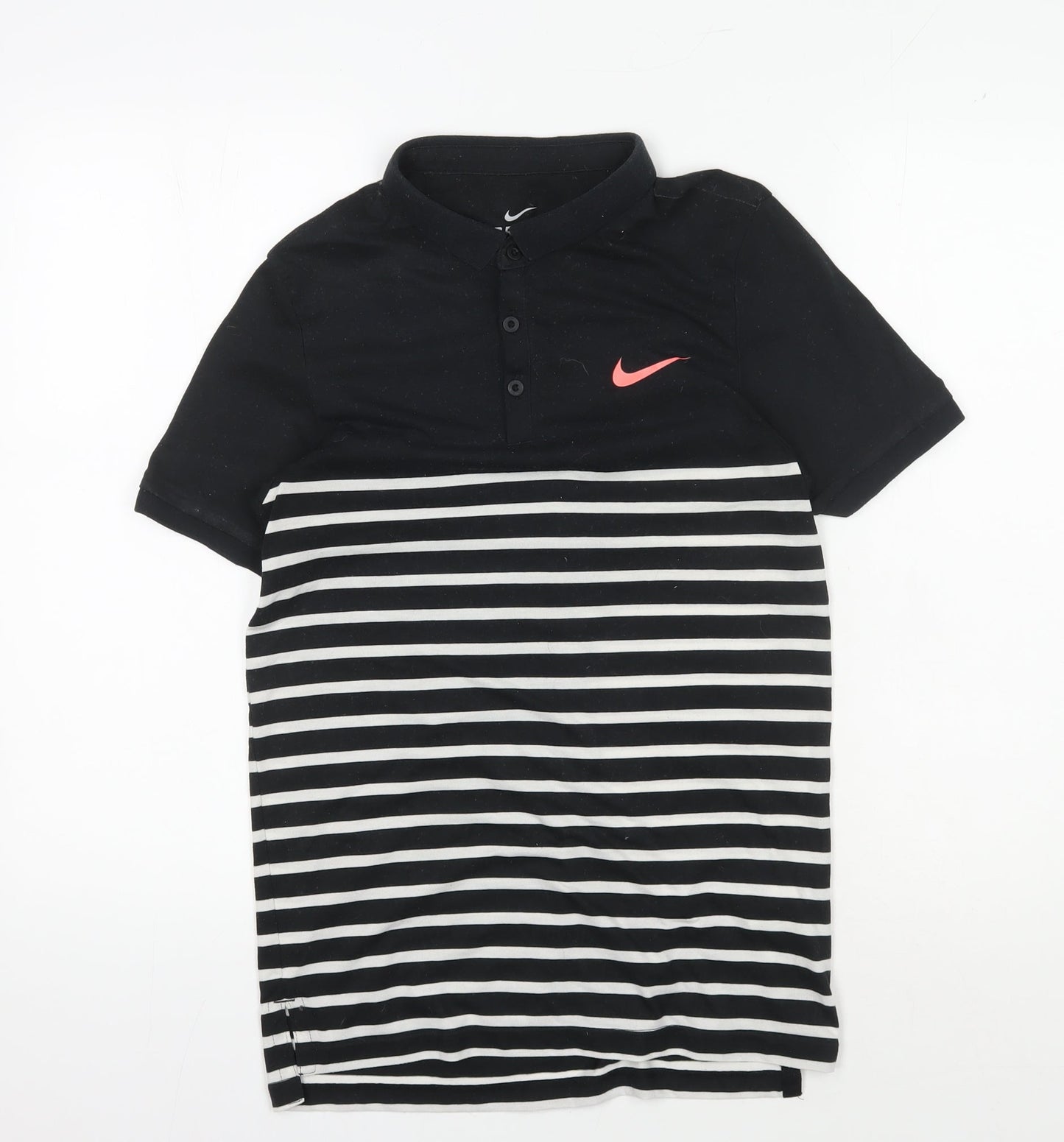 Nike Men's Black Striped Polo, Size S, Dri-Fit Style