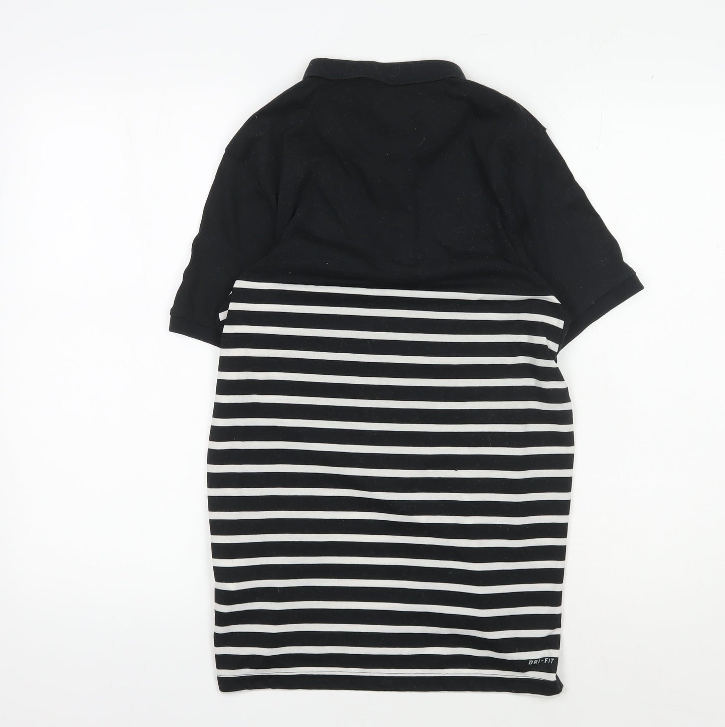 Nike Men's Black Striped Polo, Size S, Dri-Fit Style