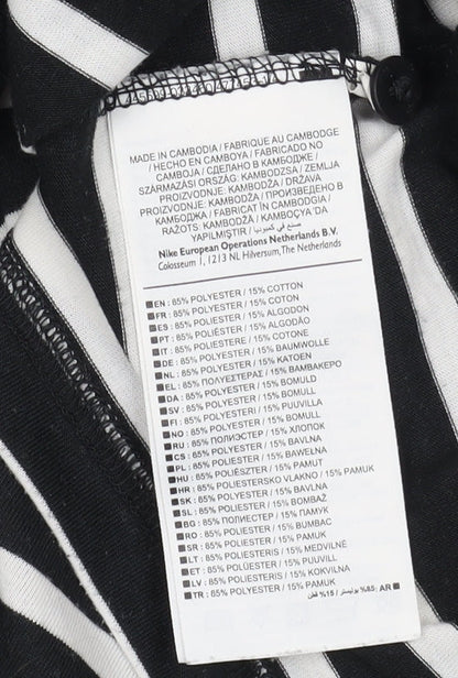 Nike Men's Black Striped Polo, Size S, Dri-Fit Style