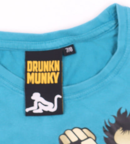 Drunkn Munky Boys Blue Graphic T-Shirt, Size 7-8 Years, Fun Style