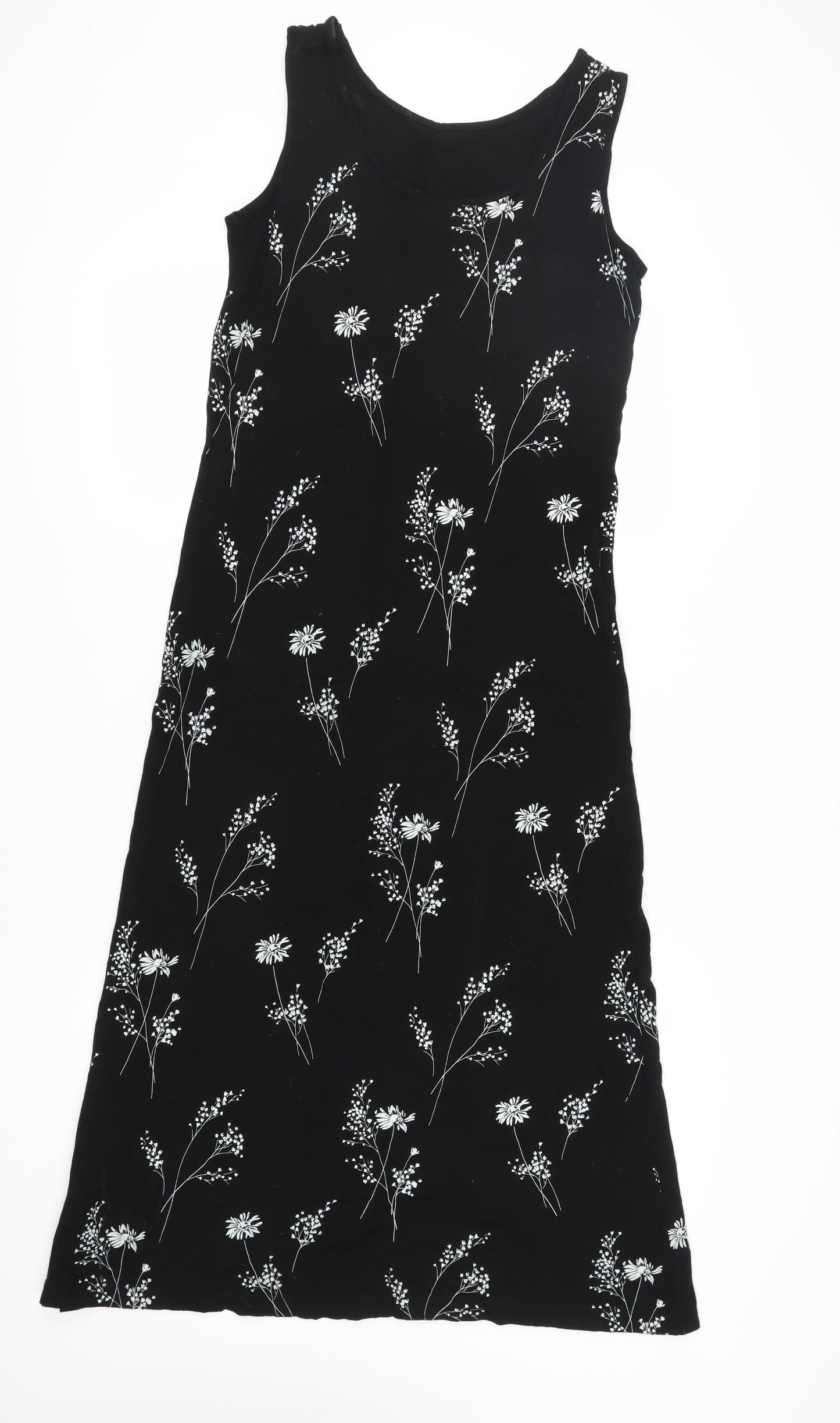 Liz Claiborne Women's Black Floral Midi Tank Dress M