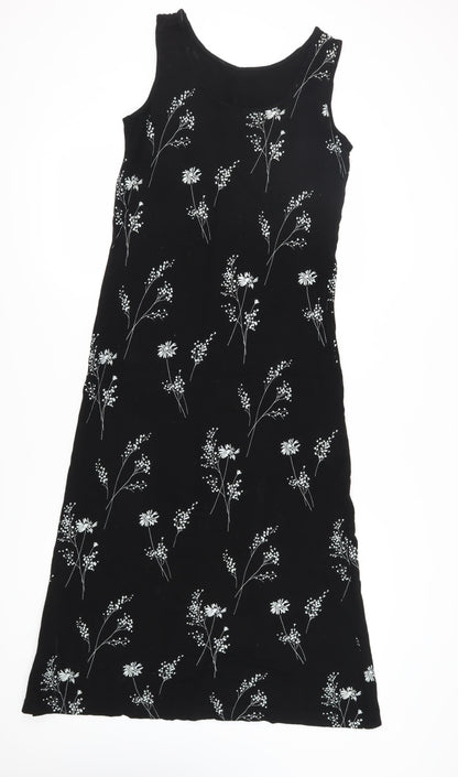 Liz Claiborne Women's Black Floral Midi Tank Dress M