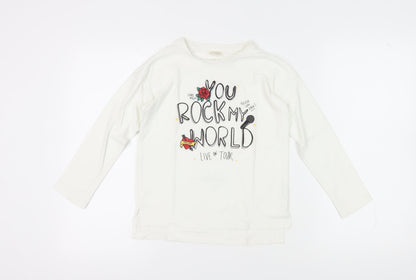 Zara Girls White Music Graphic Long Sleeve T-Shirt 9 Years