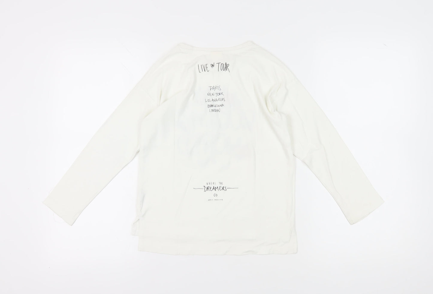 Zara Girls White Music Graphic Long Sleeve T-Shirt 9 Years