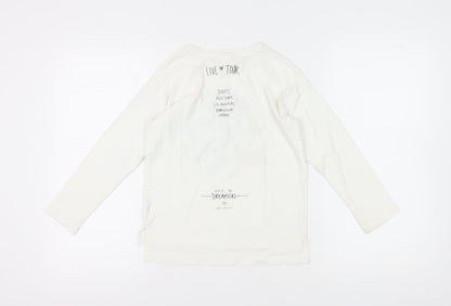Zara Girls White Music Graphic Long Sleeve T-Shirt 9 Years