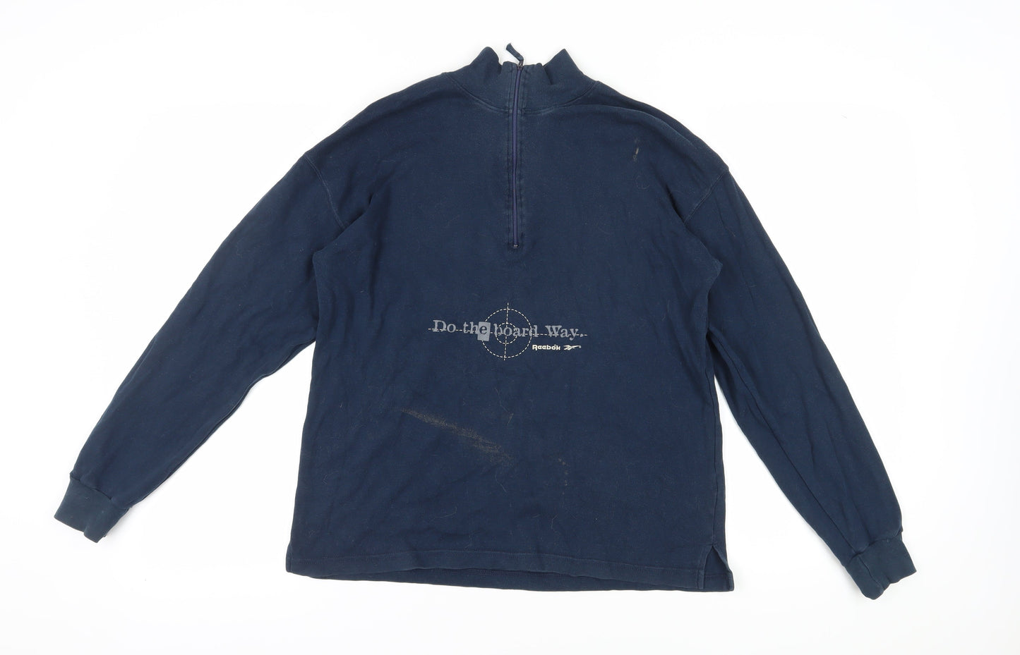 Mens UK Size M Reebok Blue 1/4 Zip Sweatshirt