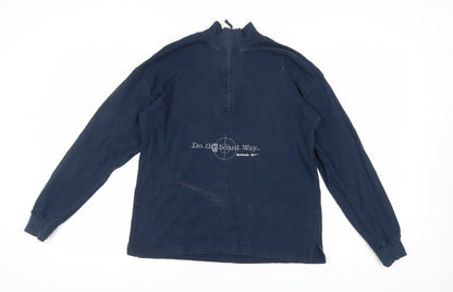 Mens UK Size M Reebok Blue 1/4 Zip Sweatshirt