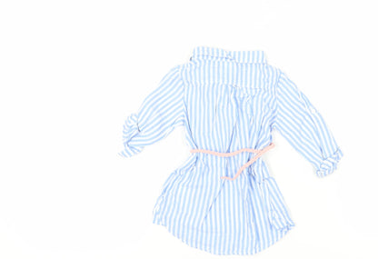 H&M Unisex Baby Blue Striped Tunic with Belt, 12 Months
