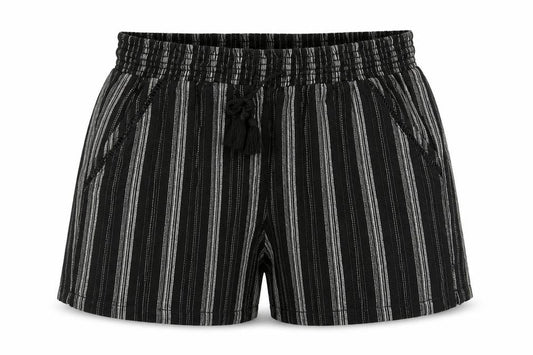 Briggs Women's Black XL Striped Linen Shorts