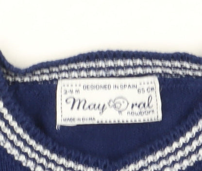Mayoral Blue Unisex Baby Cardigan 3-6 Months Cotton