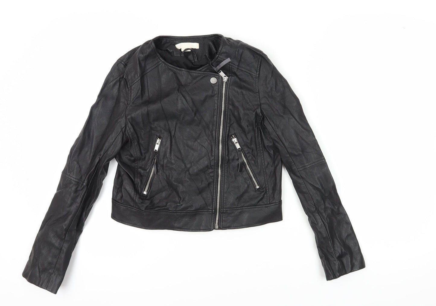 Womens UK Size 10 H&M Black Motorcycle Jacket
