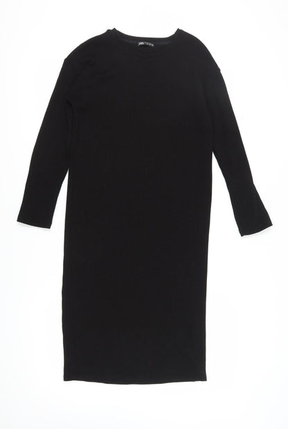 Zara Women's Black Midi Sheath Dress Size 8