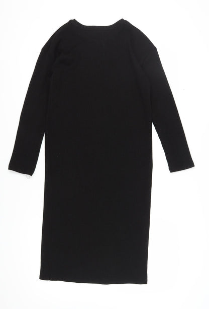Zara Women's Black Midi Sheath Dress Size 8