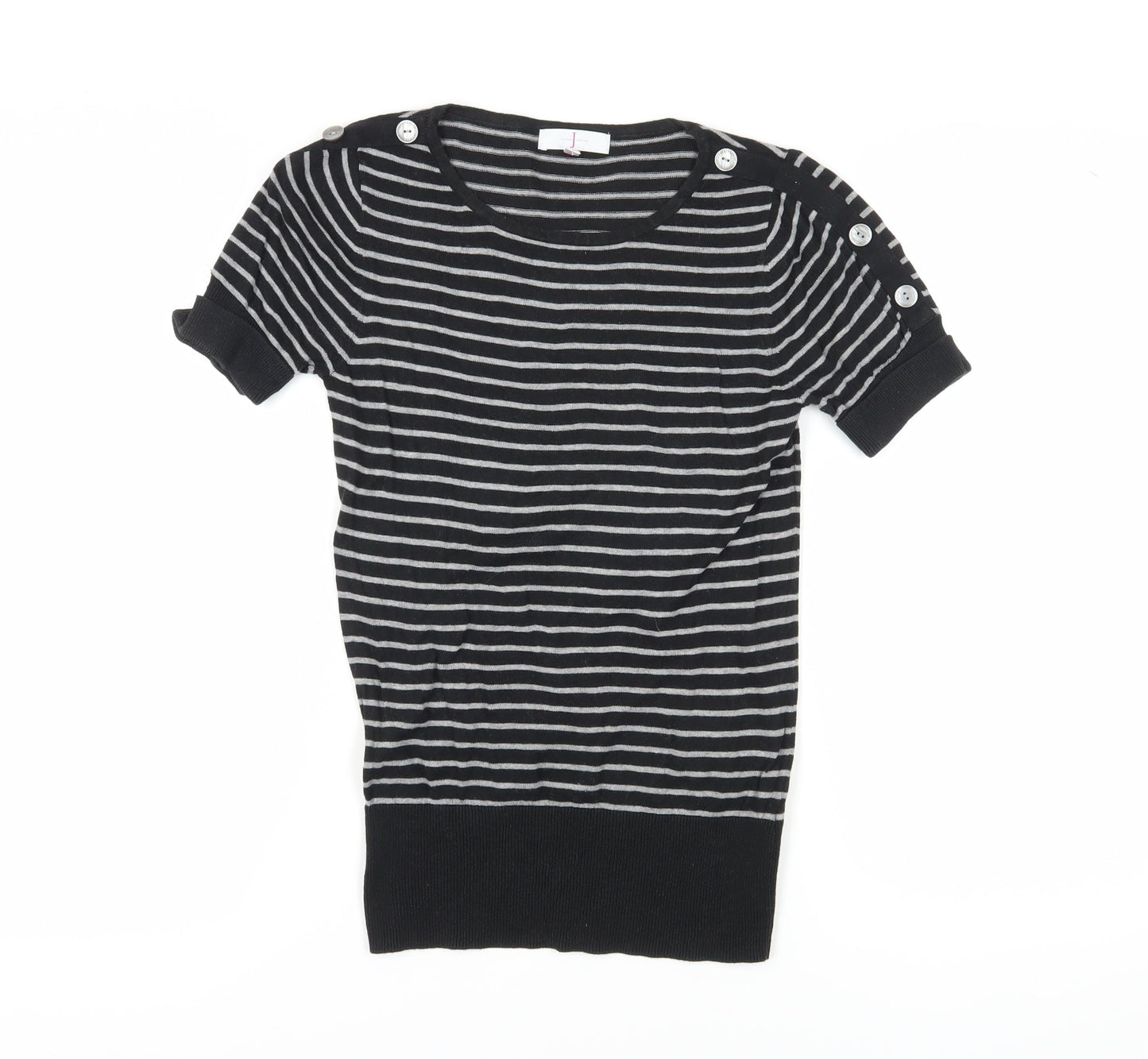 Jasper Conran Women's Black Striped Size 10 Jersey T-Shirt