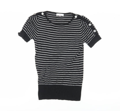 Jasper Conran Women's Black Striped Size 10 Jersey T-Shirt