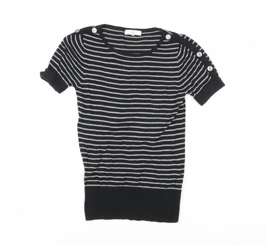 Jasper Conran Women's Black Striped Size 10 Jersey T-Shirt