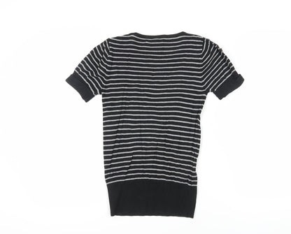 Jasper Conran Women's Black Striped Size 10 Jersey T-Shirt