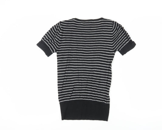 Jasper Conran Women's Black Striped Size 10 Jersey T-Shirt