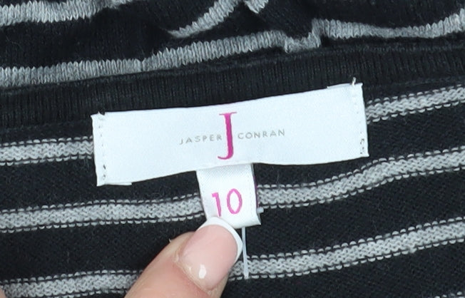 Jasper Conran Women's Black Striped Size 10 Jersey T-Shirt