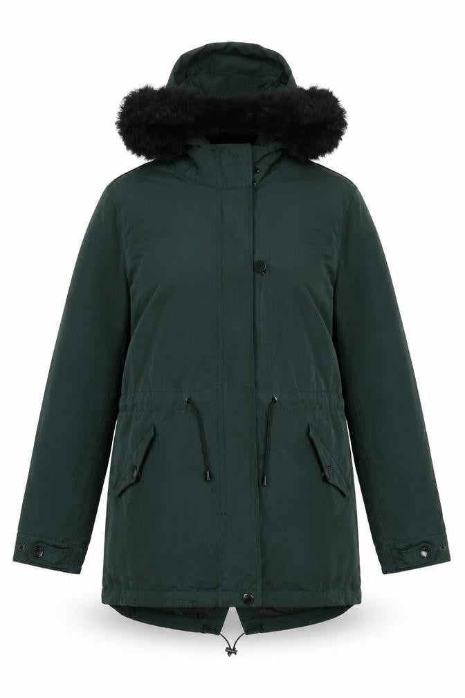 Womens UK Size 4 Massimo Dutti Green Parka Coat