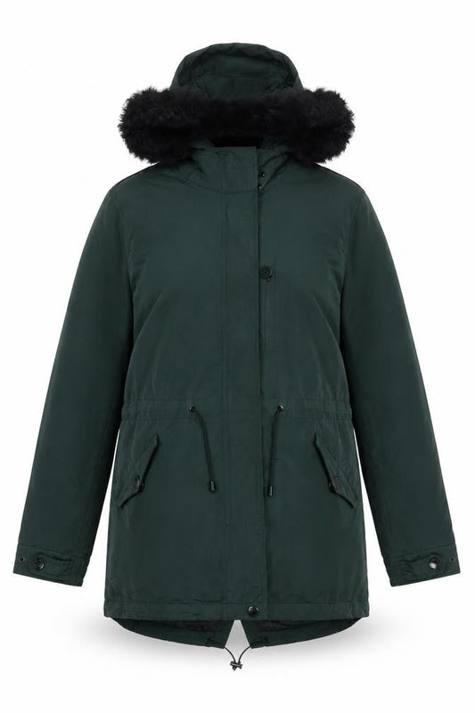 Womens UK Size 4 Massimo Dutti Green Parka Coat