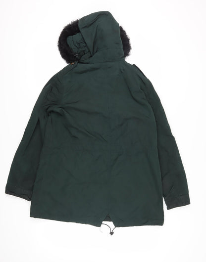 Massimo Dutti Women's Green Parka Coat Size 4