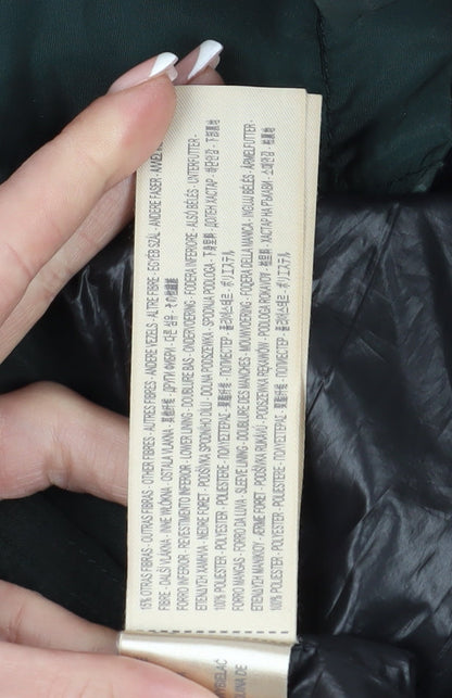 Massimo Dutti Women's Green Parka Coat Size 4