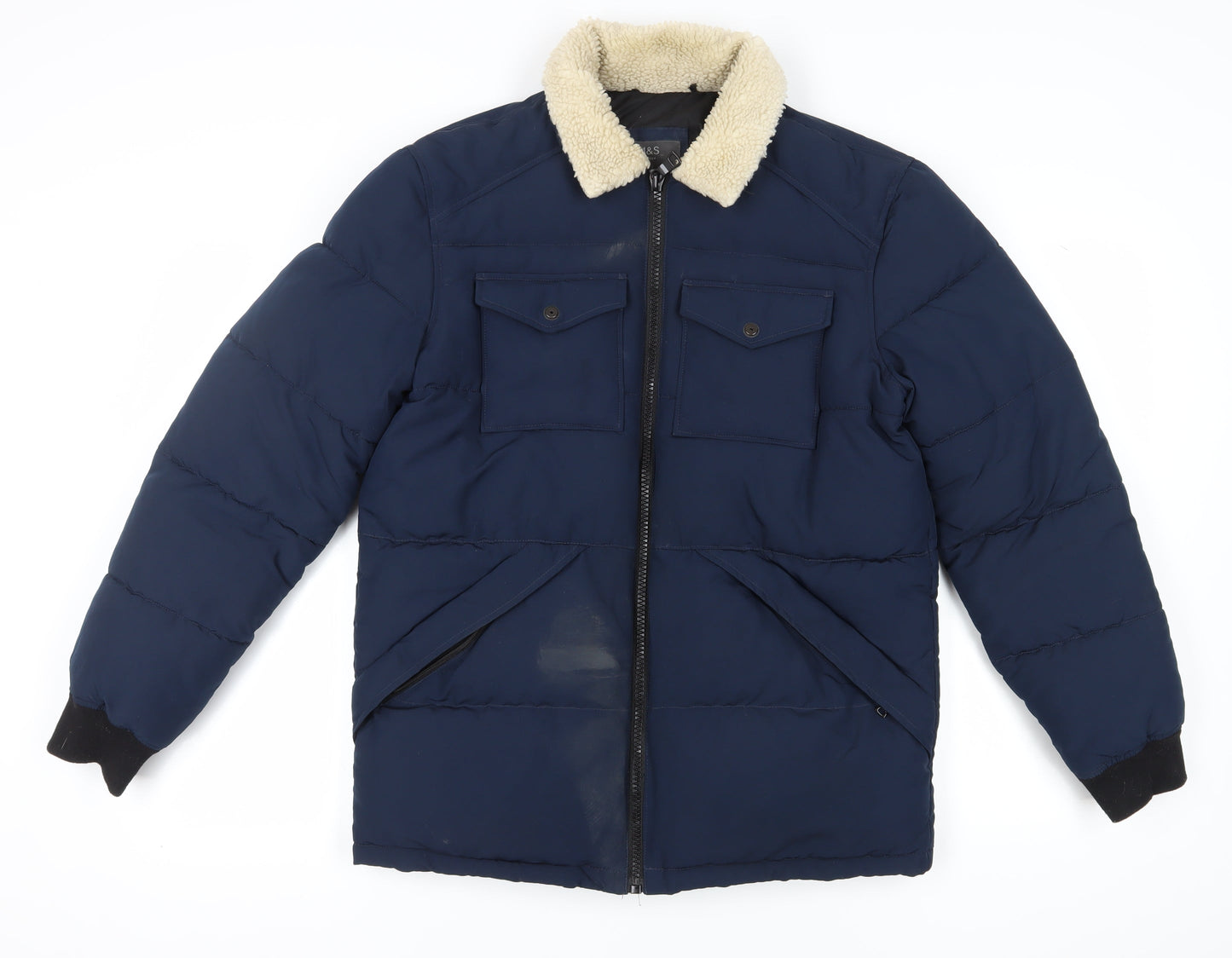 Mens UK Size M Marks and Spencer Blue Puffer Jacket