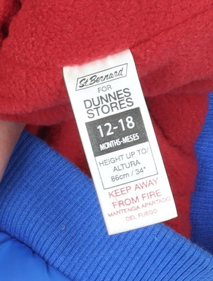 Dunnes Stores Kids Blue Puffer Jacket 12-18 Months Hooded