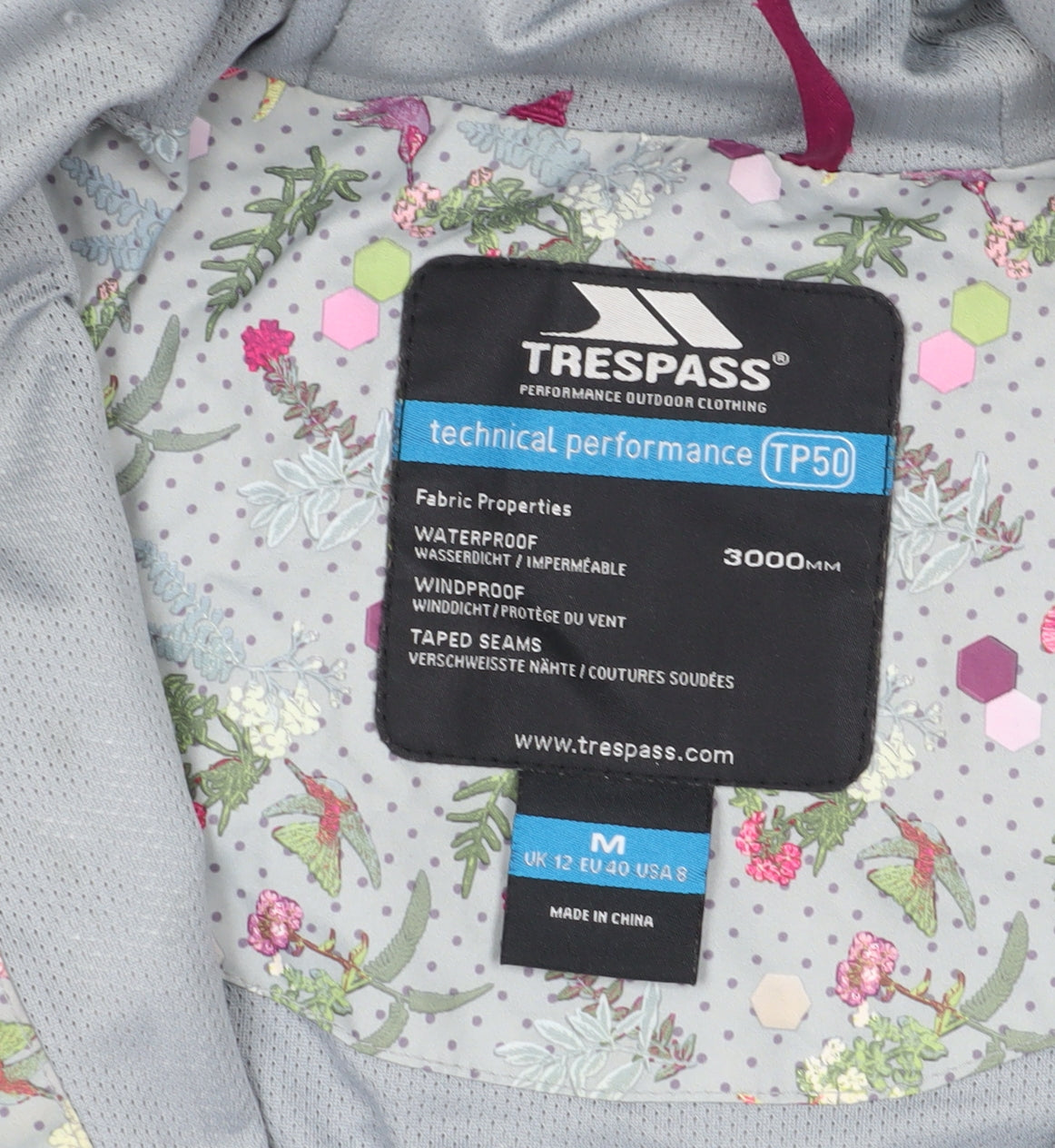 Womens UK Size M Trespass Grey Rain Coat