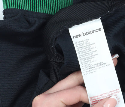 New Balance Boys Sweatshirt, Black and Green, 9-10 Years, Full Zip