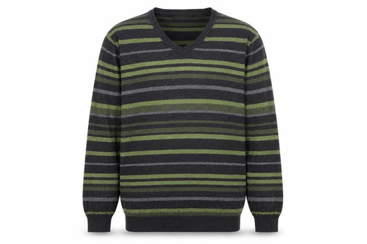Claiborne Men's Green Striped Pullover Jumper L