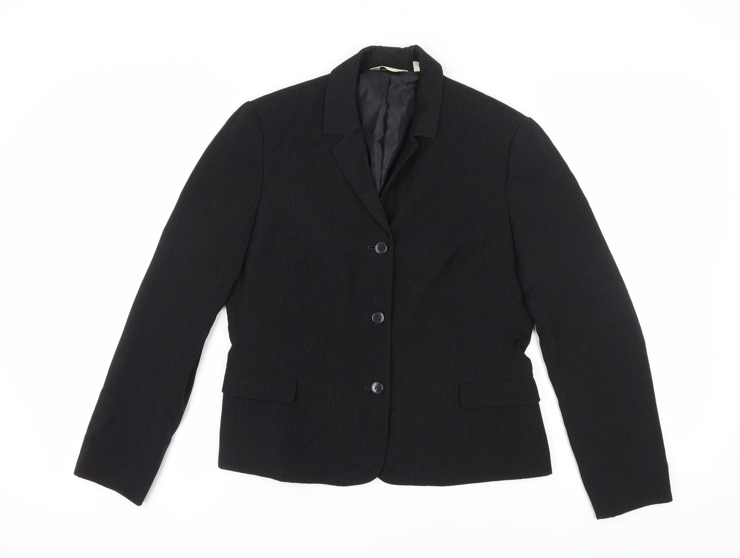Next Women's Black Blazer, Size 12, Notch Lapel, Lined