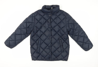 MNG Boys Blue Quilted Jacket 13-14 Years Lined Mid-Length