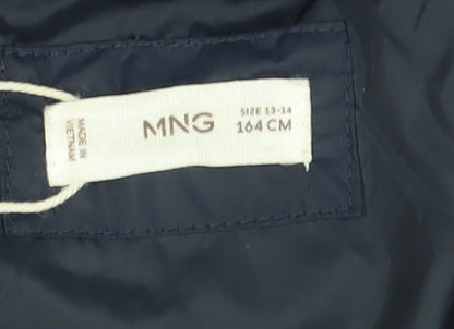 MNG Boys Blue Quilted Jacket 13-14 Years Lined Mid-Length